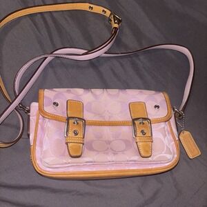 Coach Signature Canvas Pink Crossbody Bag Small Purse Y2K Designer